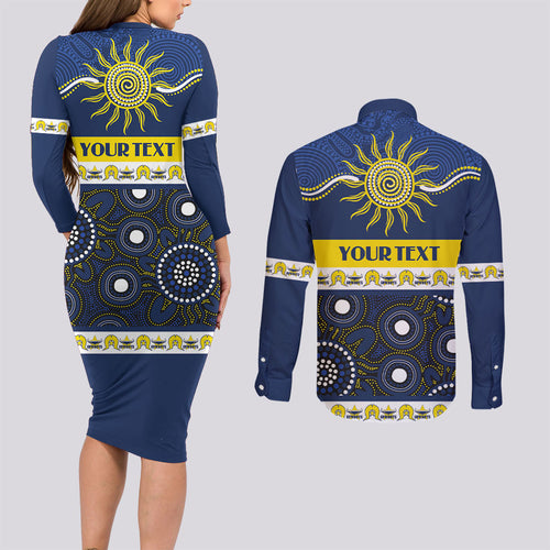 Cowboys NAIDOC Week Personalised Couples Matching Long Sleeve Bodycon Dress and Long Sleeve Button Shirt Aboriginal Torres Strait Islanders Vibe