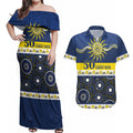 Cowboys NAIDOC Week Personalised Couples Matching Off Shoulder Maxi Dress and Hawaiian Shirt Aboriginal Torres Strait Islanders Vibe