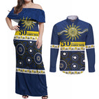 Cowboys NAIDOC Week Personalised Couples Matching Off Shoulder Maxi Dress and Long Sleeve Button Shirt Aboriginal Torres Strait Islanders Vibe
