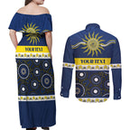Cowboys NAIDOC Week Personalised Couples Matching Off Shoulder Maxi Dress and Long Sleeve Button Shirt Aboriginal Torres Strait Islanders Vibe
