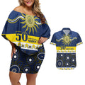 Cowboys NAIDOC Week Personalised Couples Matching Off Shoulder Short Dress and Hawaiian Shirt Aboriginal Torres Strait Islanders Vibe