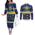 Cowboys NAIDOC Week Personalised Couples Matching Off The Shoulder Long Sleeve Dress and Long Sleeve Button Shirt Aboriginal Torres Strait Islanders Vibe