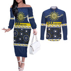Cowboys NAIDOC Week Personalised Couples Matching Off The Shoulder Long Sleeve Dress and Long Sleeve Button Shirt Aboriginal Torres Strait Islanders Vibe