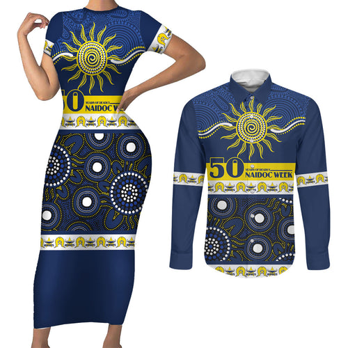 Cowboys NAIDOC Week Personalised Couples Matching Short Sleeve Bodycon Dress and Long Sleeve Button Shirt Aboriginal Torres Strait Islanders Vibe