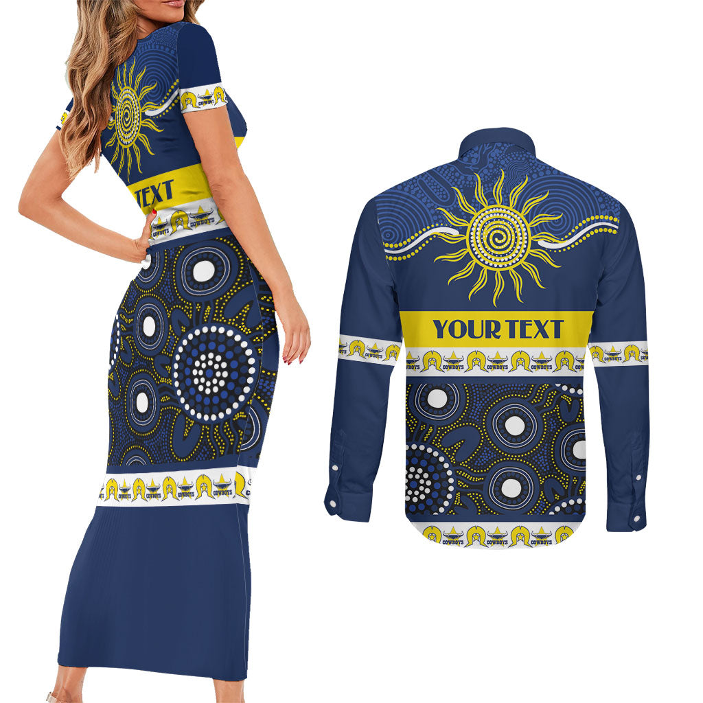 Cowboys NAIDOC Week Personalised Couples Matching Short Sleeve Bodycon Dress and Long Sleeve Button Shirt Aboriginal Torres Strait Islanders Vibe
