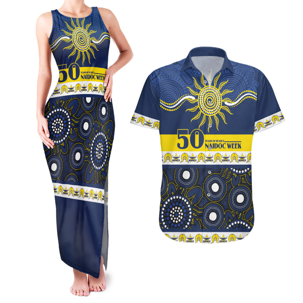 Cowboys NAIDOC Week Personalised Couples Matching Tank Maxi Dress and Hawaiian Shirt Aboriginal Torres Strait Islanders Vibe