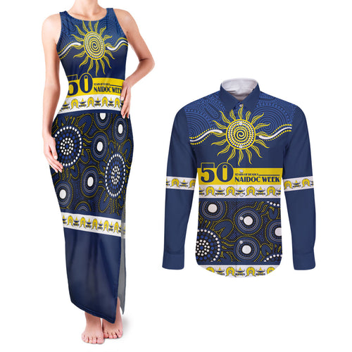 Cowboys NAIDOC Week Personalised Couples Matching Tank Maxi Dress and Long Sleeve Button Shirt Aboriginal Torres Strait Islanders Vibe