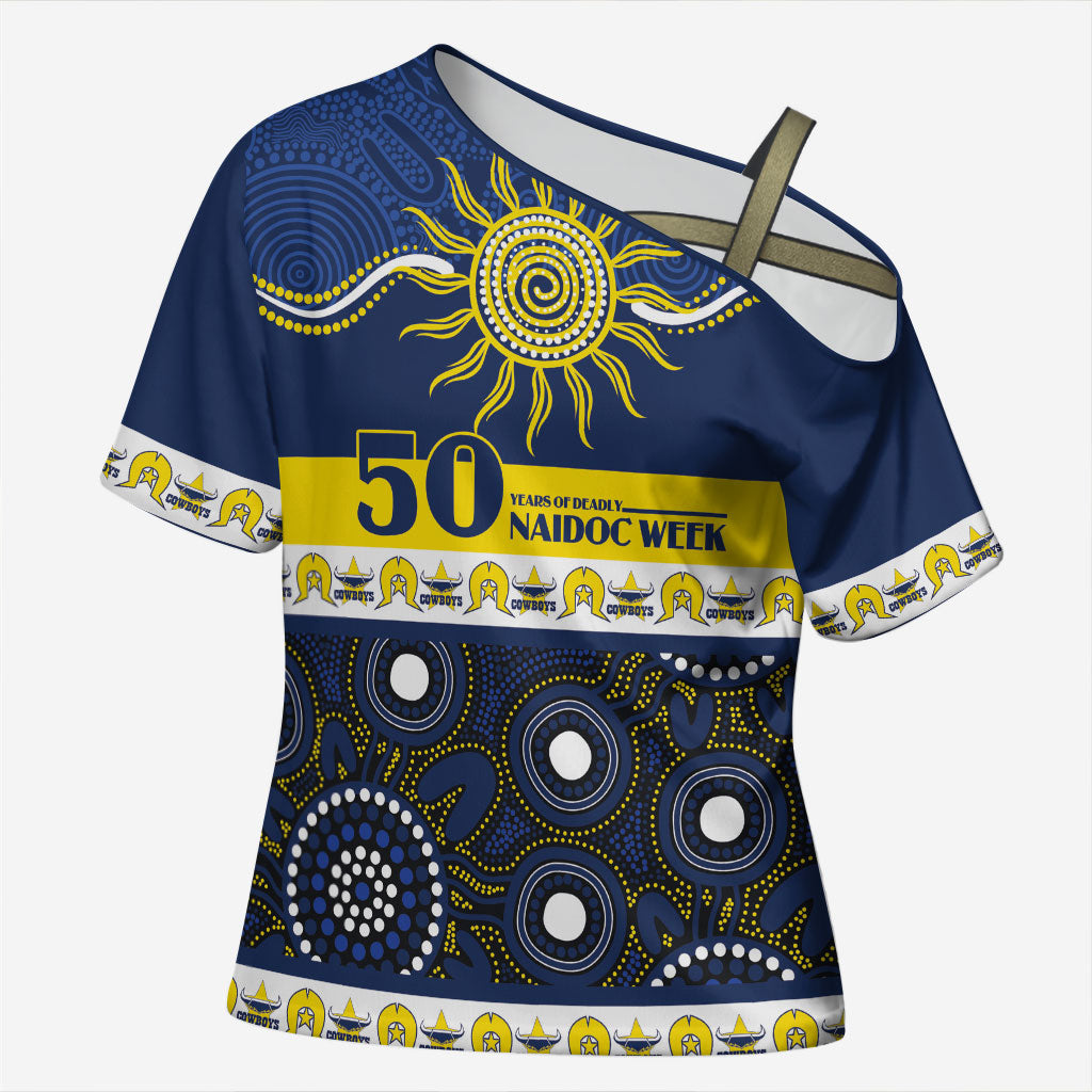 Cowboys NAIDOC Week Personalised Cross Shoulder Shirt Aboriginal Torres Strait Islanders Vibe