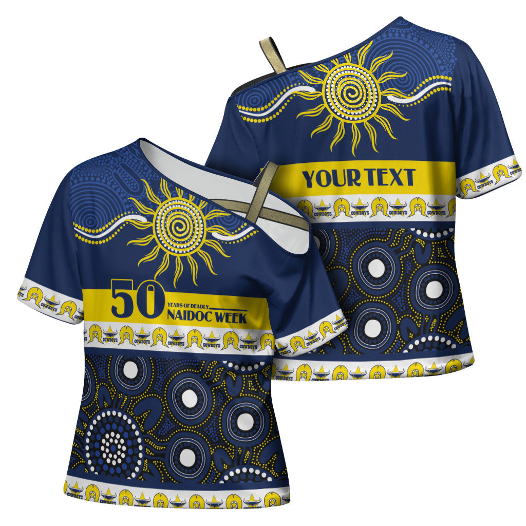 Cowboys NAIDOC Week Personalised Cross Shoulder Shirt Aboriginal Torres Strait Islanders Vibe