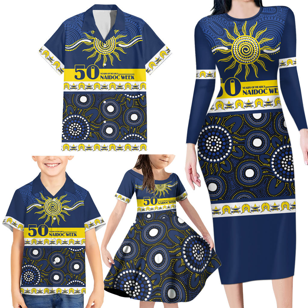 Cowboys NAIDOC Week Personalised Family Matching Long Sleeve Bodycon Dress and Hawaiian Shirt Aboriginal Torres Strait Islanders Vibe