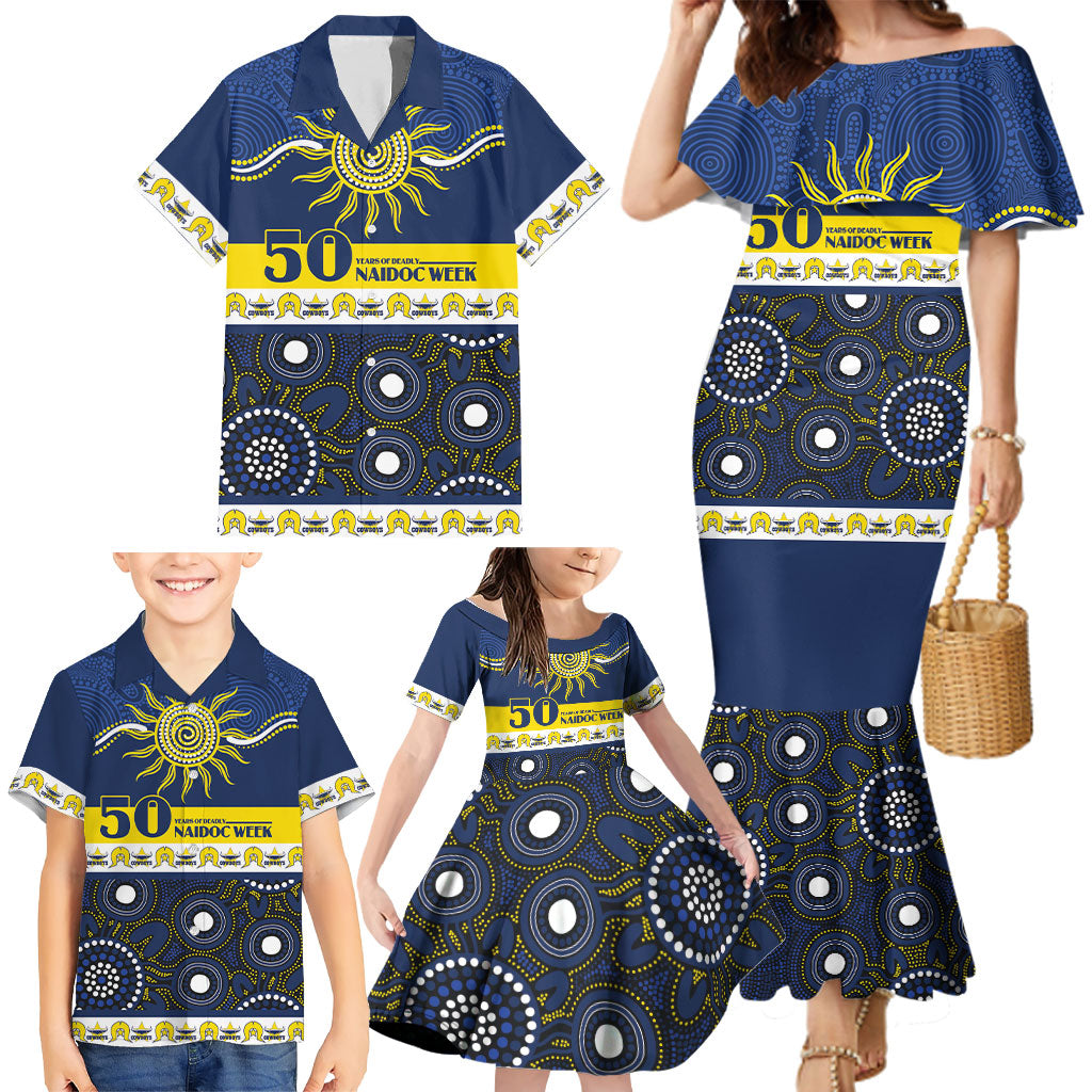 Cowboys NAIDOC Week Personalised Family Matching Mermaid Dress and Hawaiian Shirt Aboriginal Torres Strait Islanders Vibe