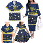 Cowboys NAIDOC Week Personalised Family Matching Off The Shoulder Long Sleeve Dress and Hawaiian Shirt Aboriginal Torres Strait Islanders Vibe
