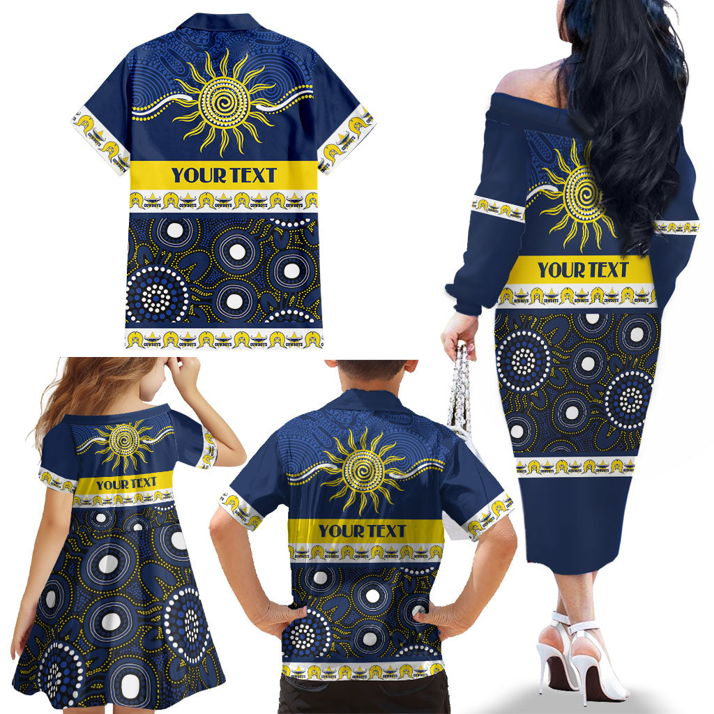Cowboys NAIDOC Week Personalised Family Matching Off The Shoulder Long Sleeve Dress and Hawaiian Shirt Aboriginal Torres Strait Islanders Vibe