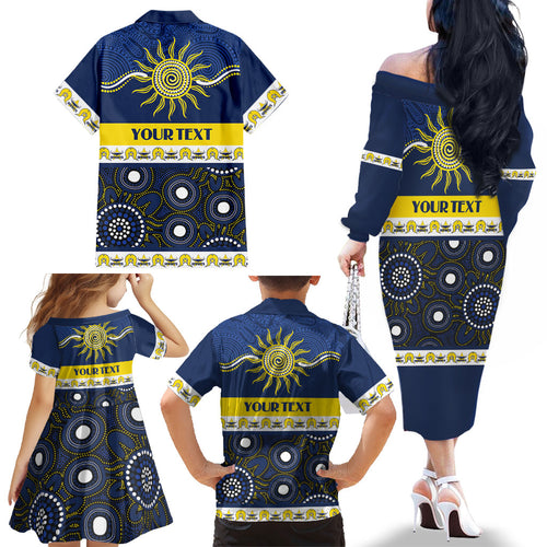 Cowboys NAIDOC Week Personalised Family Matching Off The Shoulder Long Sleeve Dress and Hawaiian Shirt Aboriginal Torres Strait Islanders Vibe