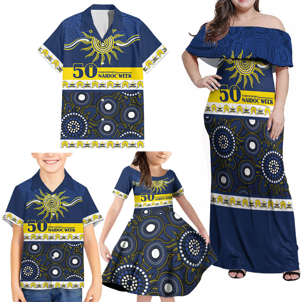 Cowboys NAIDOC Week Personalised Family Matching Off Shoulder Maxi Dress and Hawaiian Shirt Aboriginal Torres Strait Islanders Vibe