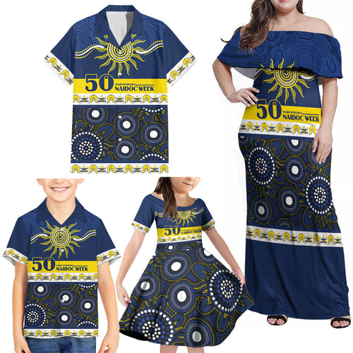 Cowboys NAIDOC Week Personalised Family Matching Off Shoulder Maxi Dress and Hawaiian Shirt Aboriginal Torres Strait Islanders Vibe