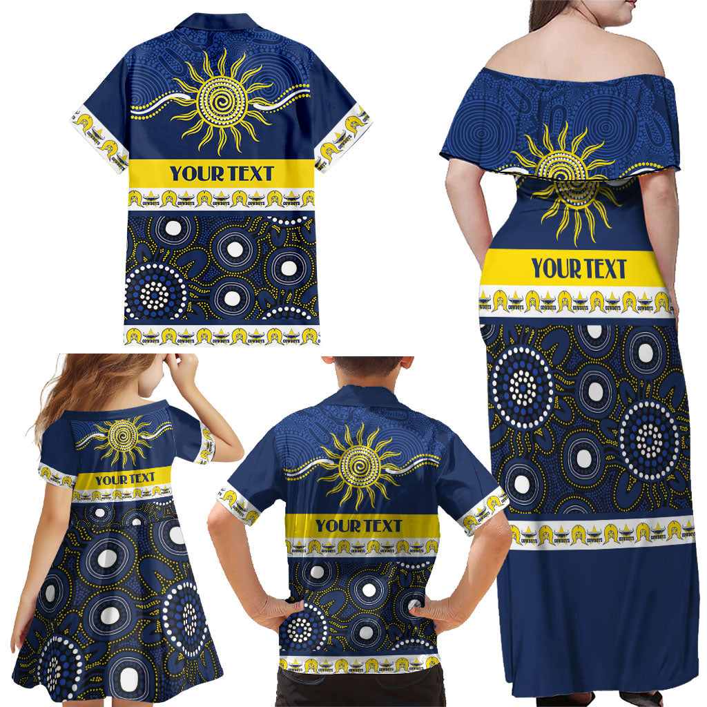Cowboys NAIDOC Week Personalised Family Matching Off Shoulder Maxi Dress and Hawaiian Shirt Aboriginal Torres Strait Islanders Vibe