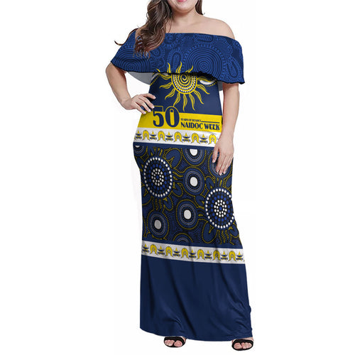 Cowboys NAIDOC Week Personalised Family Matching Off Shoulder Maxi Dress and Hawaiian Shirt Aboriginal Torres Strait Islanders Vibe