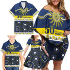 Cowboys NAIDOC Week Personalised Family Matching Off Shoulder Short Dress and Hawaiian Shirt Aboriginal Torres Strait Islanders Vibe