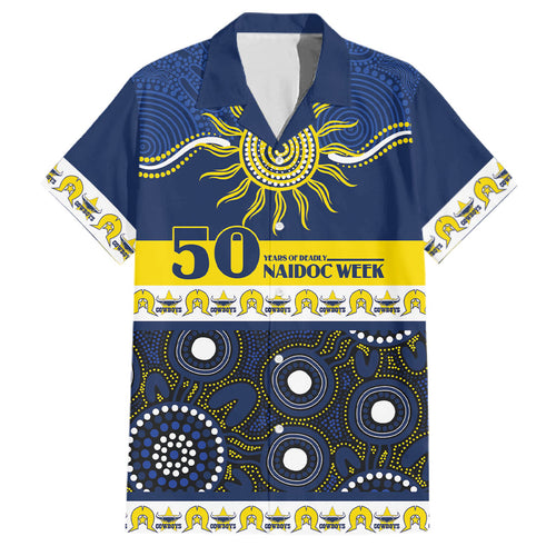 Cowboys NAIDOC Week Personalised Family Matching Off Shoulder Short Dress and Hawaiian Shirt Aboriginal Torres Strait Islanders Vibe