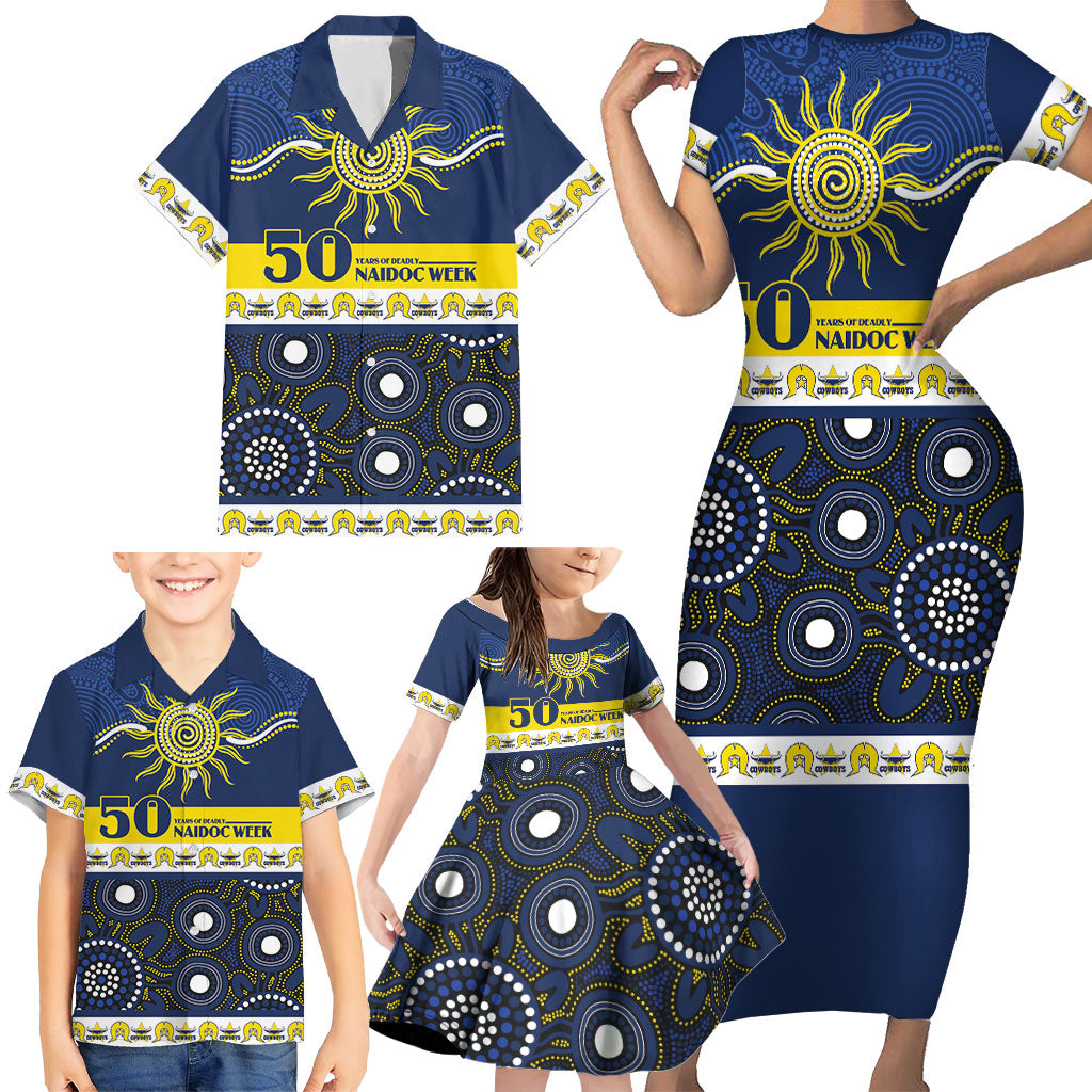 Cowboys NAIDOC Week Personalised Family Matching Short Sleeve Bodycon Dress and Hawaiian Shirt Aboriginal Torres Strait Islanders Vibe