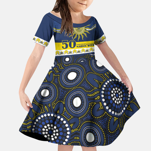 Cowboys NAIDOC Week Personalised Kid Short Sleeve Dress Aboriginal Torres Strait Islanders Vibe