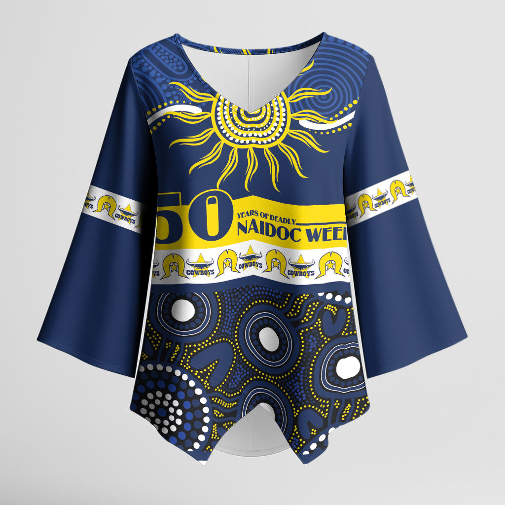 Cowboys NAIDOC Week Personalised Kimono Sleeve Blouse Aboriginal Torres Strait Islanders Vibe