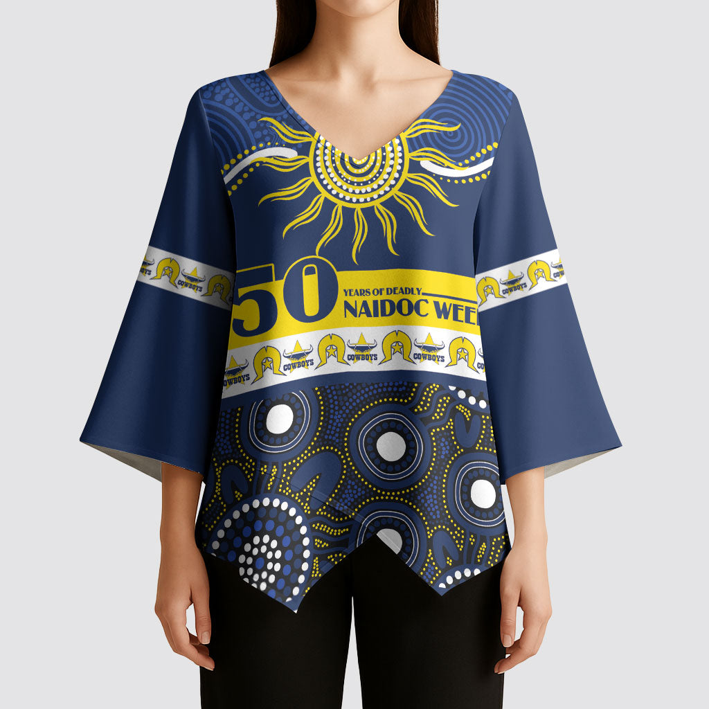 Cowboys NAIDOC Week Personalised Kimono Sleeve Blouse Aboriginal Torres Strait Islanders Vibe