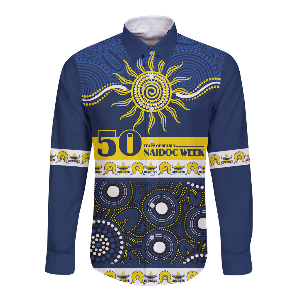 Cowboys NAIDOC Week Personalised Long Sleeve Button Shirt Aboriginal Torres Strait Islanders Vibe