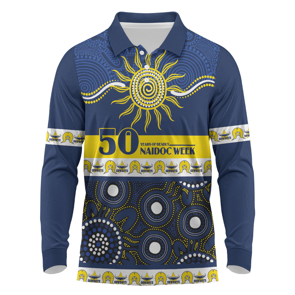 Cowboys NAIDOC Week Personalised Long Sleeve Polo Shirt Aboriginal Torres Strait Islanders Vibe