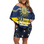 Cowboys NAIDOC Week Personalised Off Shoulder Short Dress Aboriginal Torres Strait Islanders Vibe