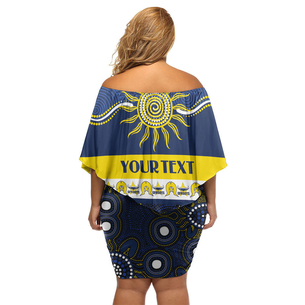 Cowboys NAIDOC Week Personalised Off Shoulder Short Dress Aboriginal Torres Strait Islanders Vibe