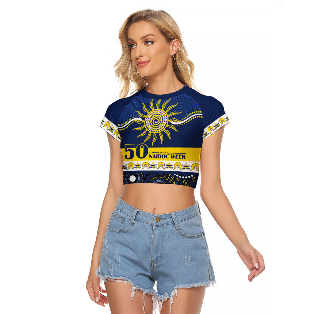 Cowboys NAIDOC Week Personalised Raglan Cropped T Shirt Aboriginal Torres Strait Islanders Vibe