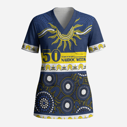 Cowboys NAIDOC Week Personalised Scrub Top Aboriginal Torres Strait Islanders Vibe
