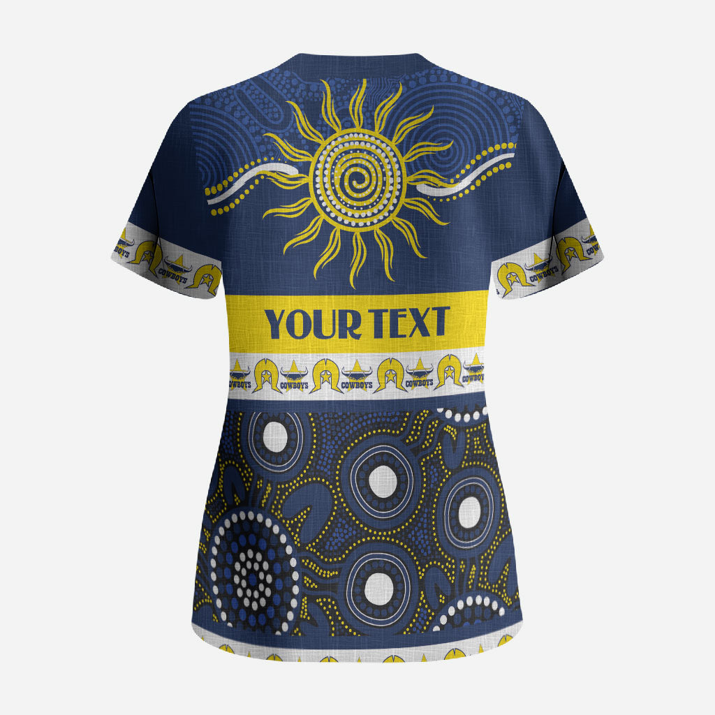 Cowboys NAIDOC Week Personalised Scrub Top Aboriginal Torres Strait Islanders Vibe