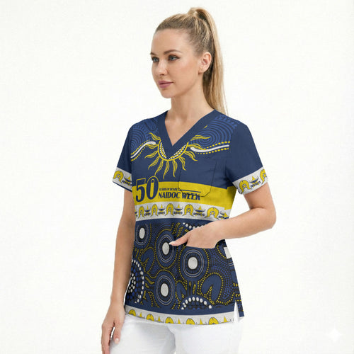 Cowboys NAIDOC Week Personalised Scrub Top Aboriginal Torres Strait Islanders Vibe
