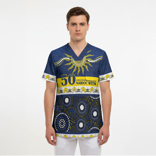 Cowboys NAIDOC Week Personalised Scrub Top Aboriginal Torres Strait Islanders Vibe