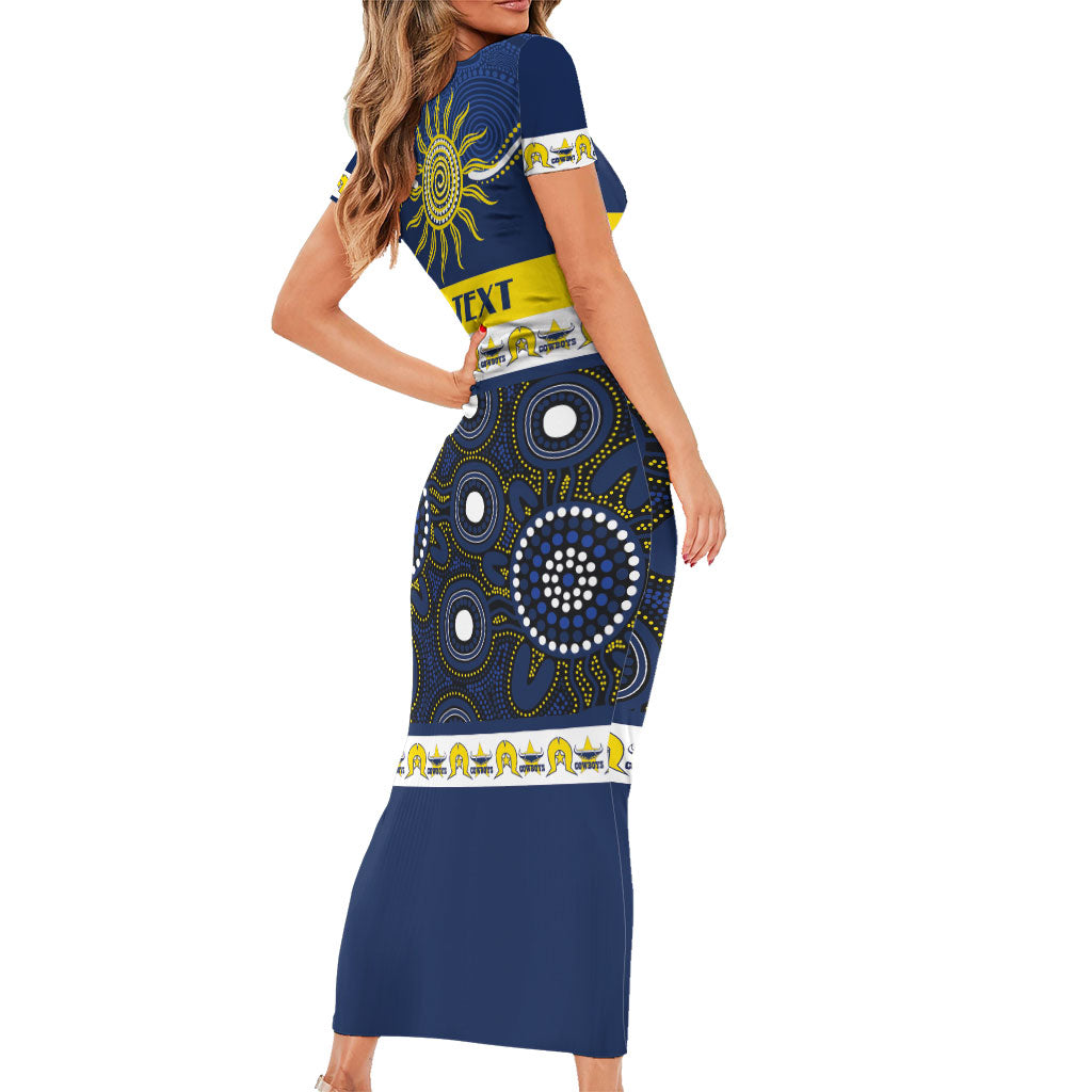 Cowboys NAIDOC Week Personalised Short Sleeve Bodycon Dress Aboriginal Torres Strait Islanders Vibe