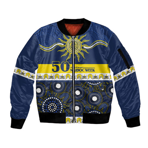 Cowboys NAIDOC Week Personalised Sleeve Zip Bomber Jacket Aboriginal Torres Strait Islanders Vibe