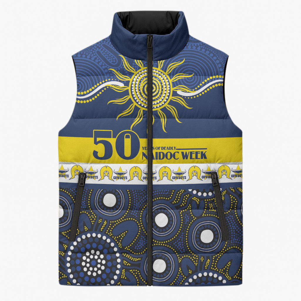 Cowboys NAIDOC Week Personalised Sleeveless Puffer Jacket Aboriginal Torres Strait Islanders Vibe