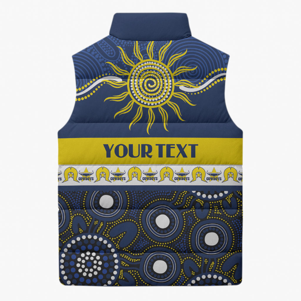 Cowboys NAIDOC Week Personalised Sleeveless Puffer Jacket Aboriginal Torres Strait Islanders Vibe