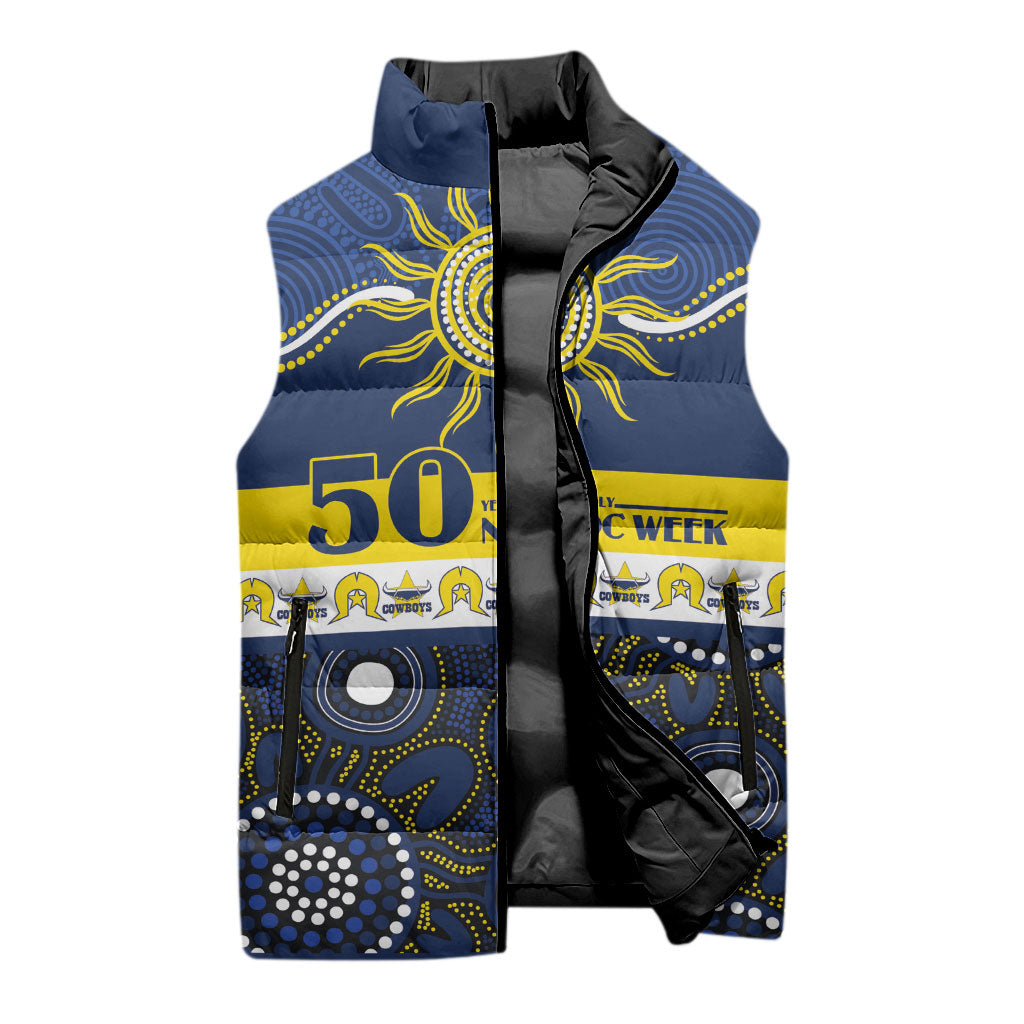 Cowboys NAIDOC Week Personalised Sleeveless Puffer Jacket Aboriginal Torres Strait Islanders Vibe