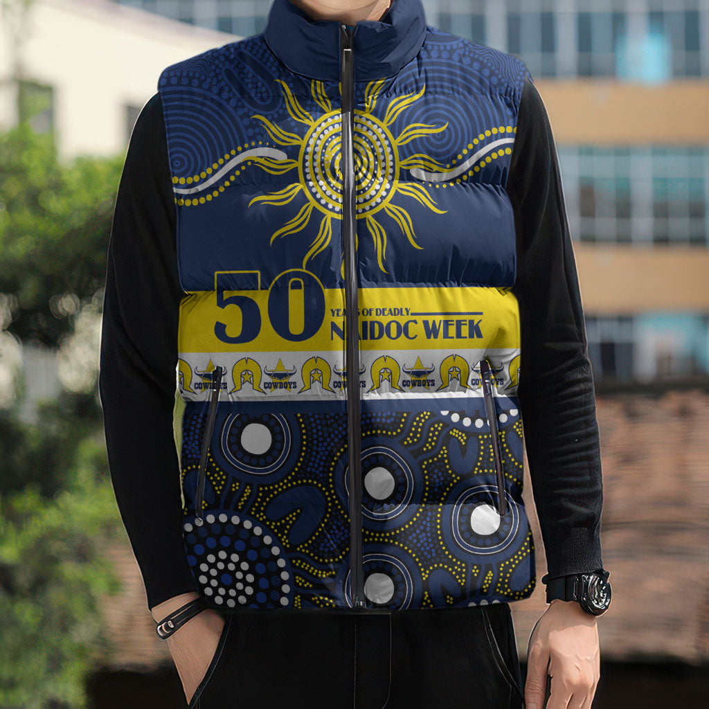 Cowboys NAIDOC Week Personalised Sleeveless Puffer Jacket Aboriginal Torres Strait Islanders Vibe