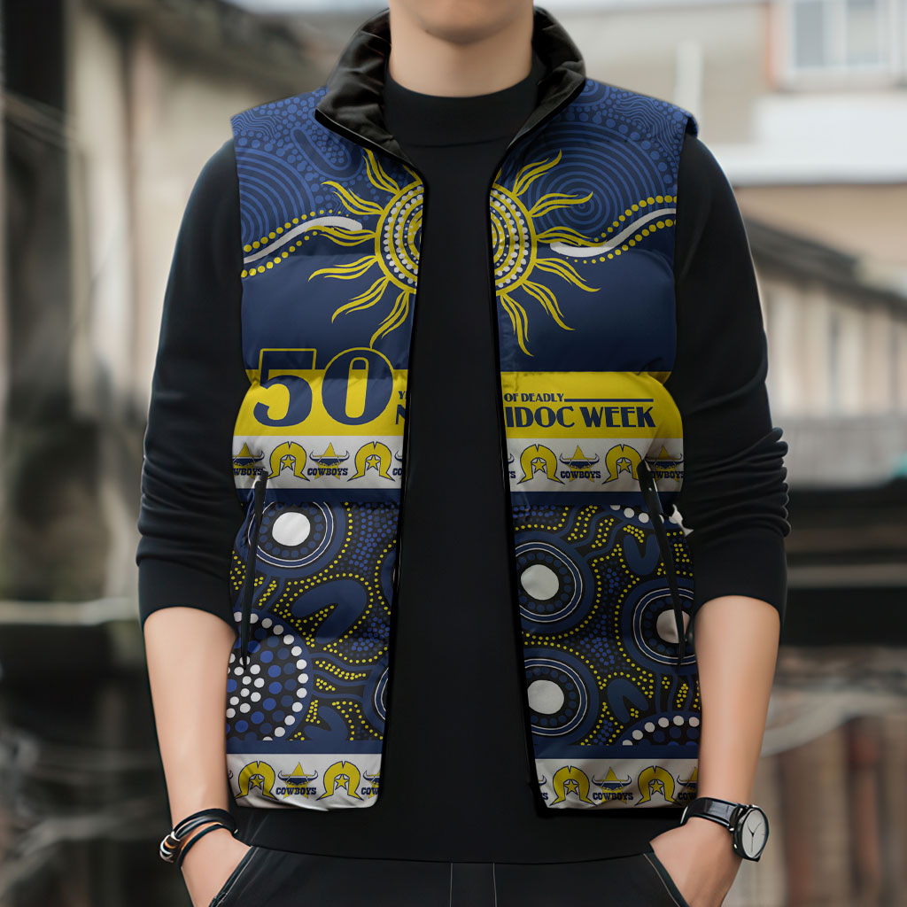 Cowboys NAIDOC Week Personalised Sleeveless Puffer Jacket Aboriginal Torres Strait Islanders Vibe