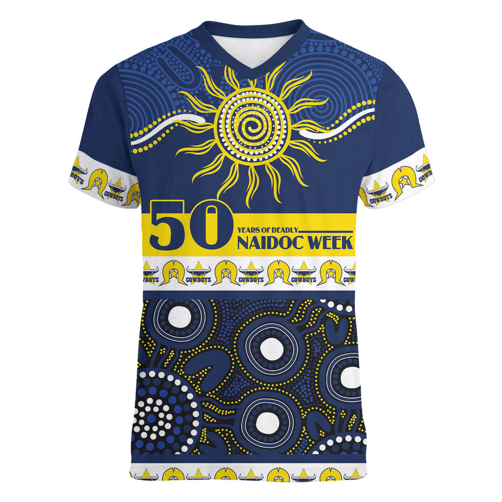 Cowboys NAIDOC Week Personalised Women V-Neck T-Shirt Aboriginal Torres Strait Islanders Vibe