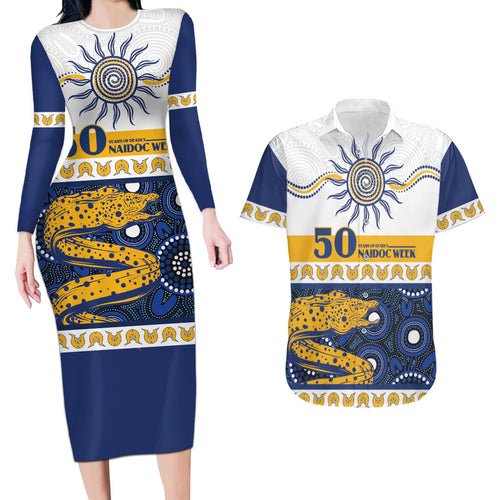 Eels NAIDOC Week Personalised Couples Matching Long Sleeve Bodycon Dress and Hawaiian Shirt Aboriginal Torres Strait Islanders Vibe
