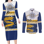 Eels NAIDOC Week Personalised Couples Matching Long Sleeve Bodycon Dress and Long Sleeve Button Shirt Aboriginal Torres Strait Islanders Vibe