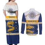 Eels NAIDOC Week Personalised Couples Matching Off Shoulder Maxi Dress and Long Sleeve Button Shirt Aboriginal Torres Strait Islanders Vibe