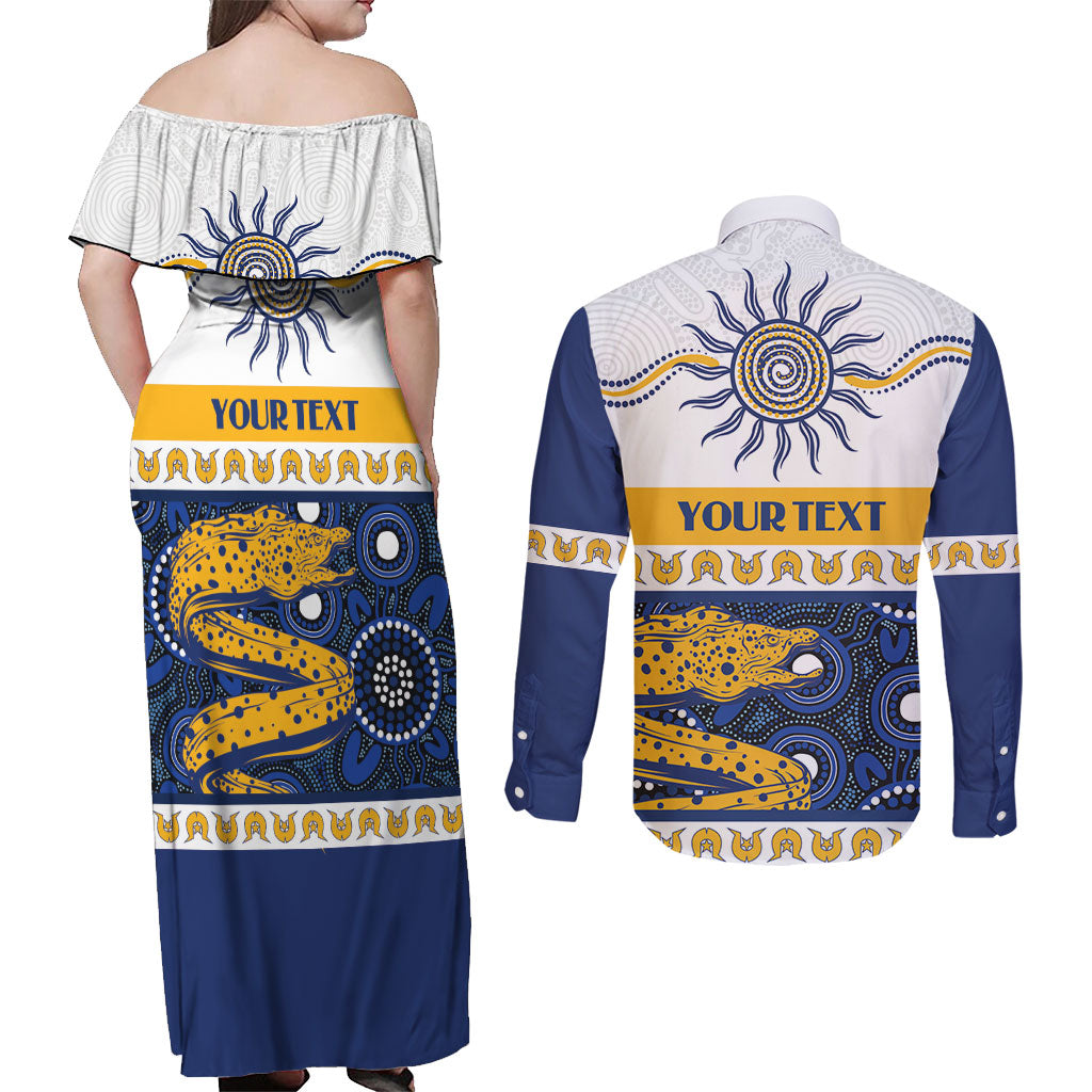 Eels NAIDOC Week Personalised Couples Matching Off Shoulder Maxi Dress and Long Sleeve Button Shirt Aboriginal Torres Strait Islanders Vibe