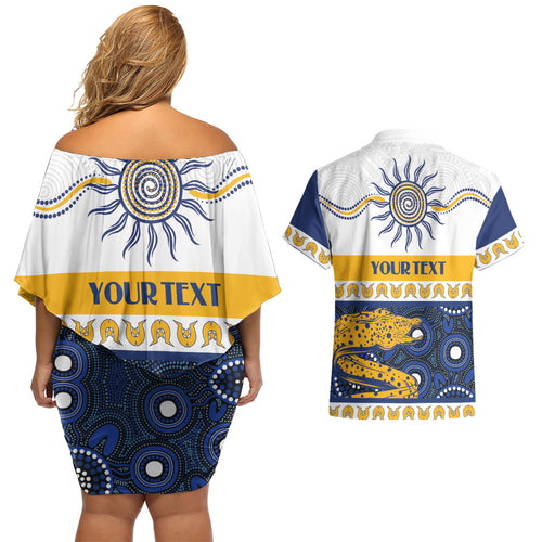 Eels NAIDOC Week Personalised Couples Matching Off Shoulder Short Dress and Hawaiian Shirt Aboriginal Torres Strait Islanders Vibe
